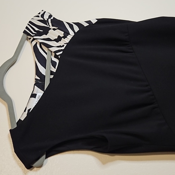 Kay Unger Black Zebra Print Sleeveless Dress Size 10 - Picture 3 of 7
